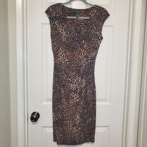 Lauren Ralph Lauren Animal Print Faux Wrap Dress Size 4